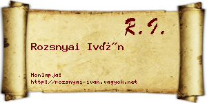 Rozsnyai Iván névjegykártya