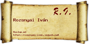 Rozsnyai Iván névjegykártya